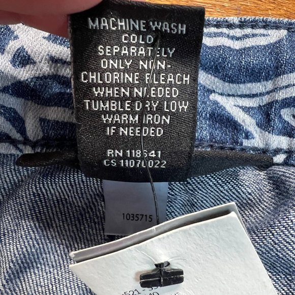 Lane Bryant Jean Shorts 20 Blue Floral Palm Leaf Cuffed Stretch Denim Womens New - Picture 9 of 10